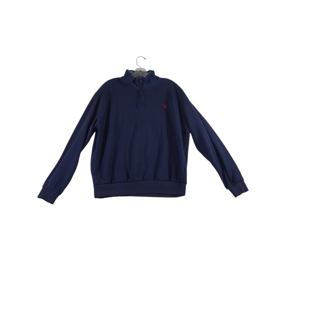 U S Polo Assn Sweatshirt Men Large Navy Blue Embroidered Logo Fleece Quarter Zip